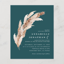 Flyer Invitación a la boda del boho verde azulado del pr