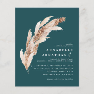 Flyer Invitación a la boda del boho verde azulado del pr