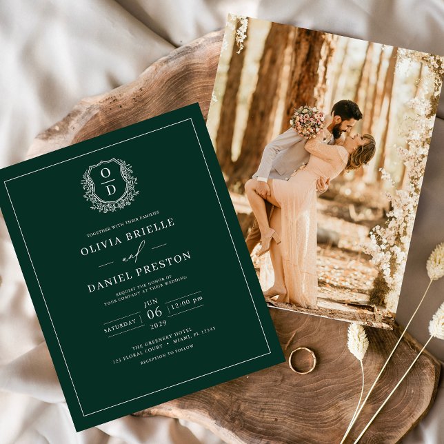 Flyer Invitación a la boda del Escudo verde esmeralda pr (Subido por el creador)