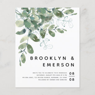 Flyer Invitación a la boda del eucalipto del presupuesto