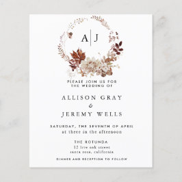 Flyer Invitación a la boda del monograma del otoño del p