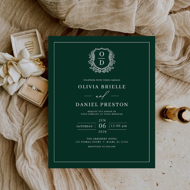 Flyer Invitación a la boda del Monograma Verde Esmeralda (Subido por el creador)
