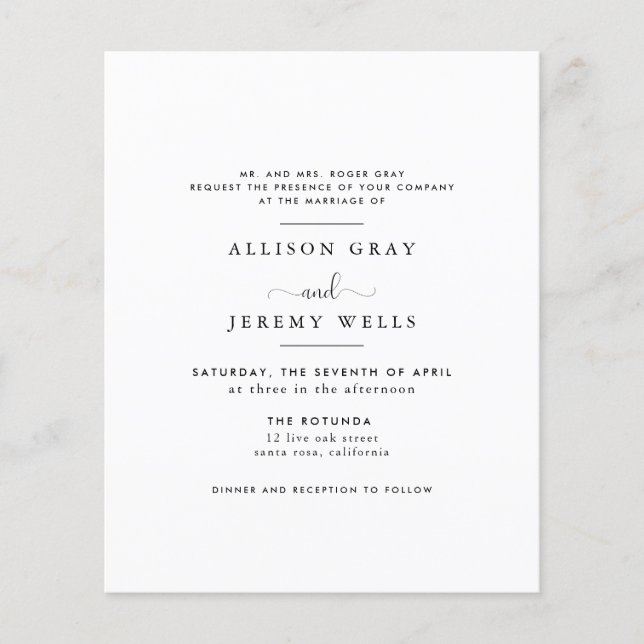 Flyer Invitación a la boda del presupuesto (Frente)