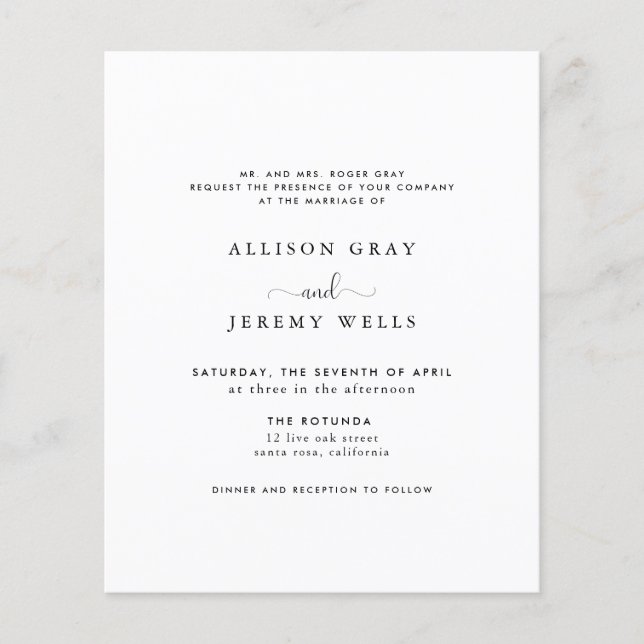 Flyer Invitación a la boda del presupuesto (Frente)