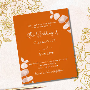 Flyer Invitación a la boda del presupuesto del naranja q