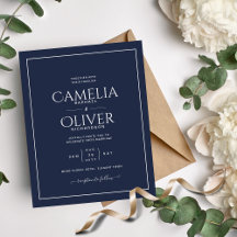 Invitación a la boda del PRESUPUESTO Navy Clásico