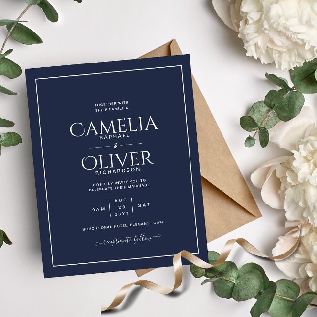 Flyer Invitación a la boda del PRESUPUESTO Navy Clásico  (Subido por el creador)