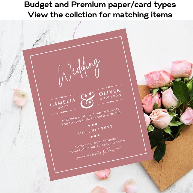 Flyer Invitación a la boda del presupuesto Rosa polvorie (Subido por el creador)