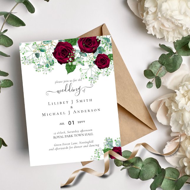 Flyer Invitación a la boda del PRESUPUESTO Roses Rojos F (Subido por el creador)