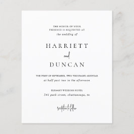 Flyer Invitación a la boda económica blanca y negra sin 