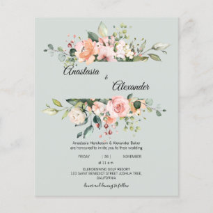 Flyer Invitación a la boda económica. Postal de invitaci