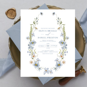 Flyer Invitación a la boda elegante azul y turbulenta