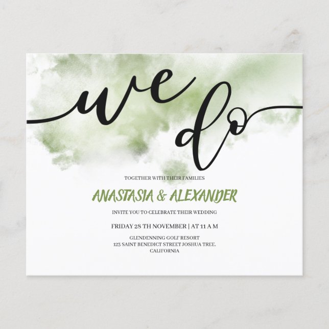 Flyer Invitación a la boda elegante/económica. Invitació (Frente)