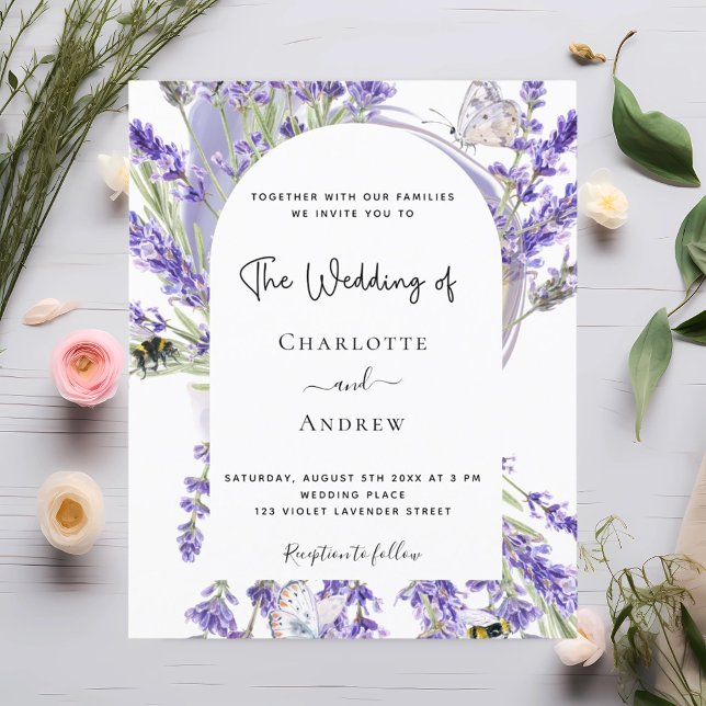 Flyer Invitación a la boda en arco floral de Lavender (Subido por el creador)