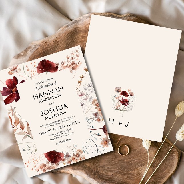 Flyer Invitación a la boda en monograma de flor silvestr (Subido por el creador)