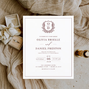 Flyer Invitación a la boda Escudo elegante y económica d