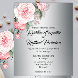 Flyer Invitación a la boda floral con presupuesto de pla