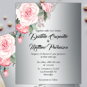 Flyer Invitación a la boda floral con presupuesto de pla