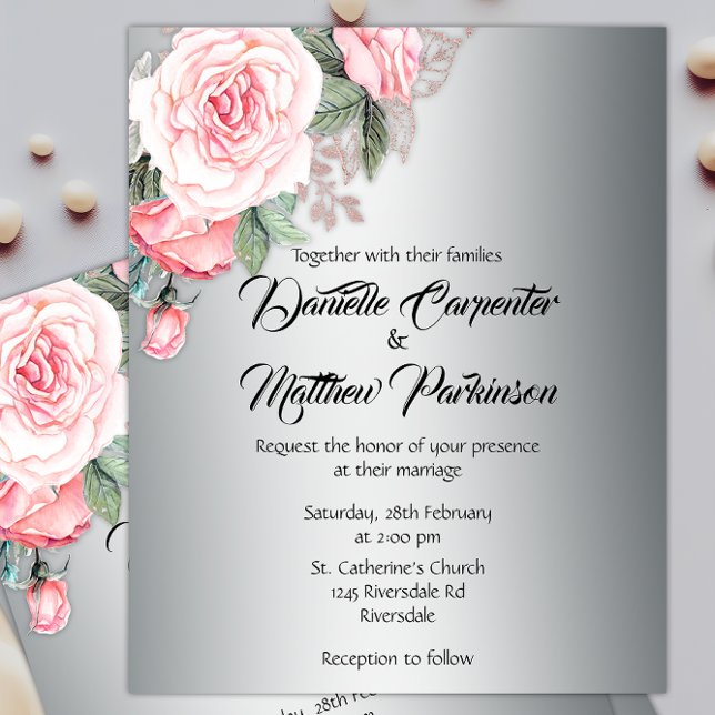Flyer Invitación a la boda floral con presupuesto de pla (Subido por el creador)