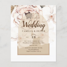 Invitación a la boda floral de champán rosa LeahG 