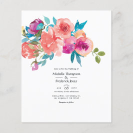 Flyer Invitación a la boda floral de Coral y Fandango
