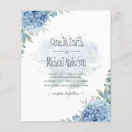 Flyer Invitación a la boda floral de Hydrangea azul mode