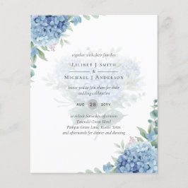 Flyer Invitación a la boda floral de Hydrangea azul mode