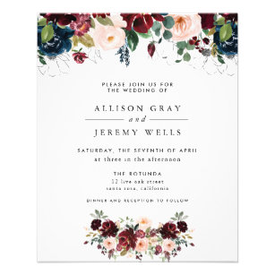 Flyer Invitación a la boda floral de invierno con presup