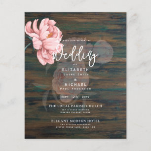 Flyer Invitación a la boda floral de jóvenes rosados de