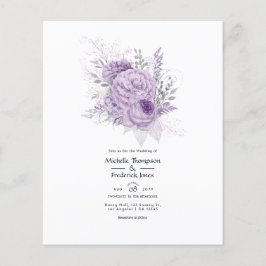 Flyer Invitación a la boda floral de lavanda y plata