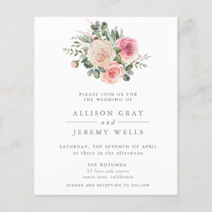 Flyer Invitación a la boda floral de presupuesto