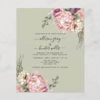 Invitación a la boda floral de presupuesto | Aubre