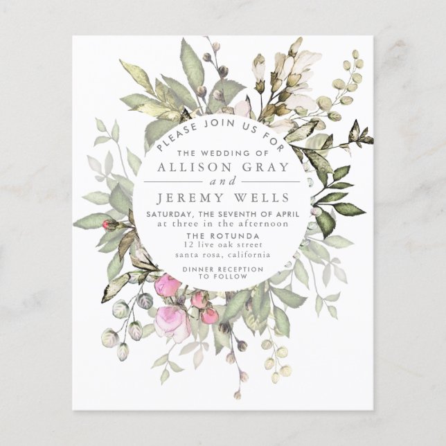 Flyer Invitación a la boda floral de primavera (Frente)