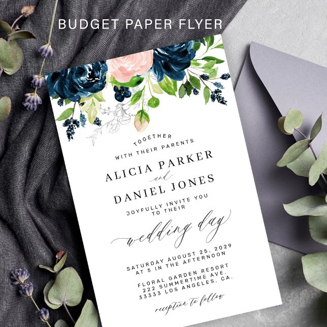 Flyer Invitación a la boda floral elegante y rosa de la  (Subido por el creador)