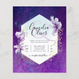 Flyer Invitación a la boda floral púrpura de la columna