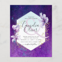 Invitación a la boda floral púrpura de la columna