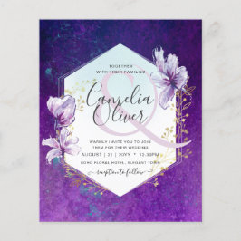 Flyer Invitación a la boda floral púrpura de la columna