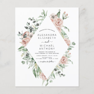 Flyer Invitación a la boda floral rosa y turbia