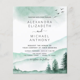 Flyer Invitación a la boda forestal de Montañas Rústicas