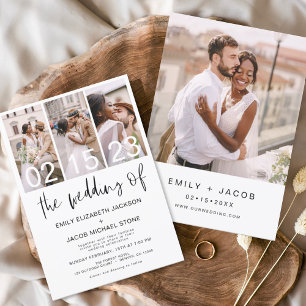 Flyer Invitación a la boda fotográfica blanca y negra de