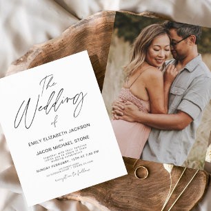 Flyer Invitación a la boda fotográfica blanca y negra de