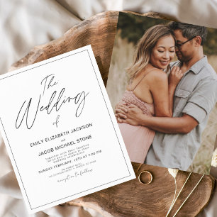 Flyer Invitación a la boda fotográfica blanca y negra de