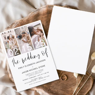 Flyer Invitación a la boda fotográfica blanca y negra de