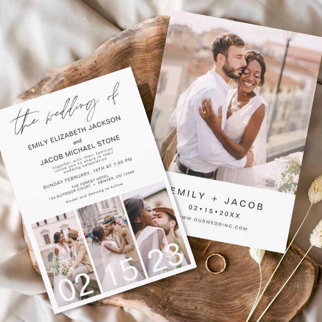 Flyer Invitación a la boda fotográfica blanca y negra de (Subido por el creador)