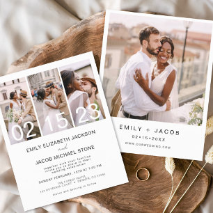 Flyer Invitación a la boda fotográfica blanca y negra de