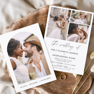 Flyer Invitación a la boda fotográfica blanca y negra de
