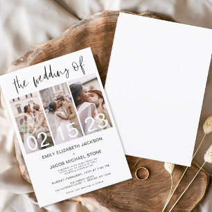 Flyer Invitación a la boda fotográfica blanca y negra de