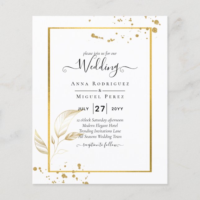 Flyer Invitación a la boda fotográfica de presupuesto GO (Frente)