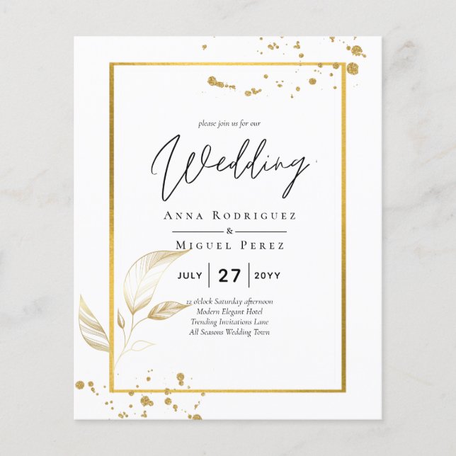 Flyer Invitación a la boda fotográfica de presupuesto GO (Frente)