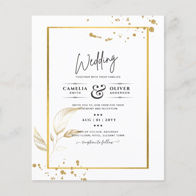 Flyer Invitación a la boda fotográfica de presupuesto GO (Frente)